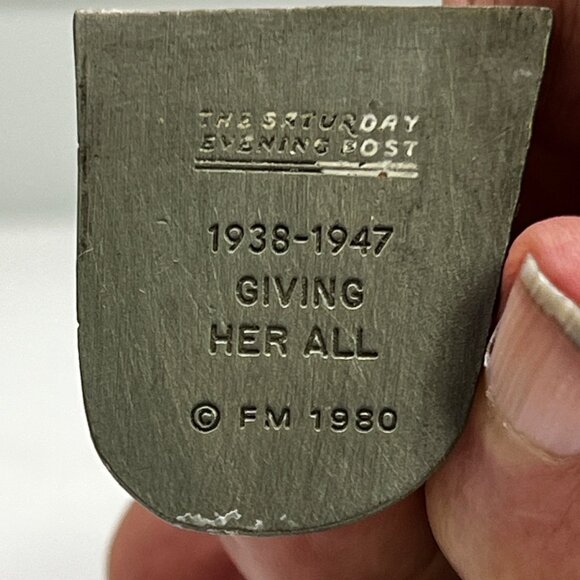 Franklin Mint Pewter Figurine "Giving Her All" 1938-1947 Collectible From 1980 - Picture 6 of 9